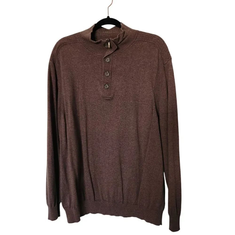 Tassle Elba Mens Long Sleeve Button and Zip Neck Sweater Shirt Size XL
